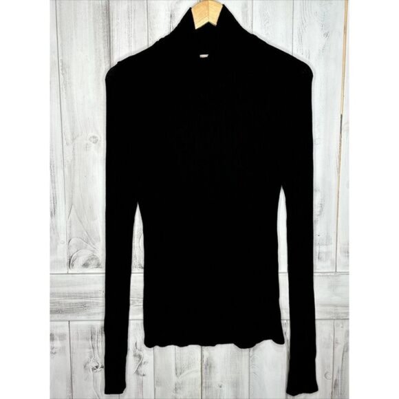 JOAH BROWN BLACK STRETCH RIBBED KNIT‎ CLASSIC LONG SLEEVE TURTLENECK SHIRT M/L - Picture 1 of 15